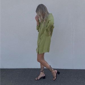 Linen-Feel Shirt Dress